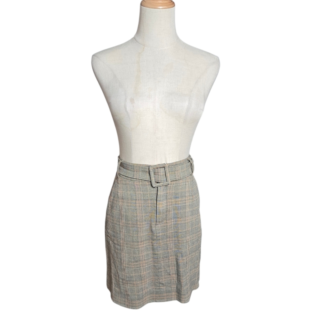 Vika Adamskaya Plaid Belted Office Siren Women's Mini Skirt